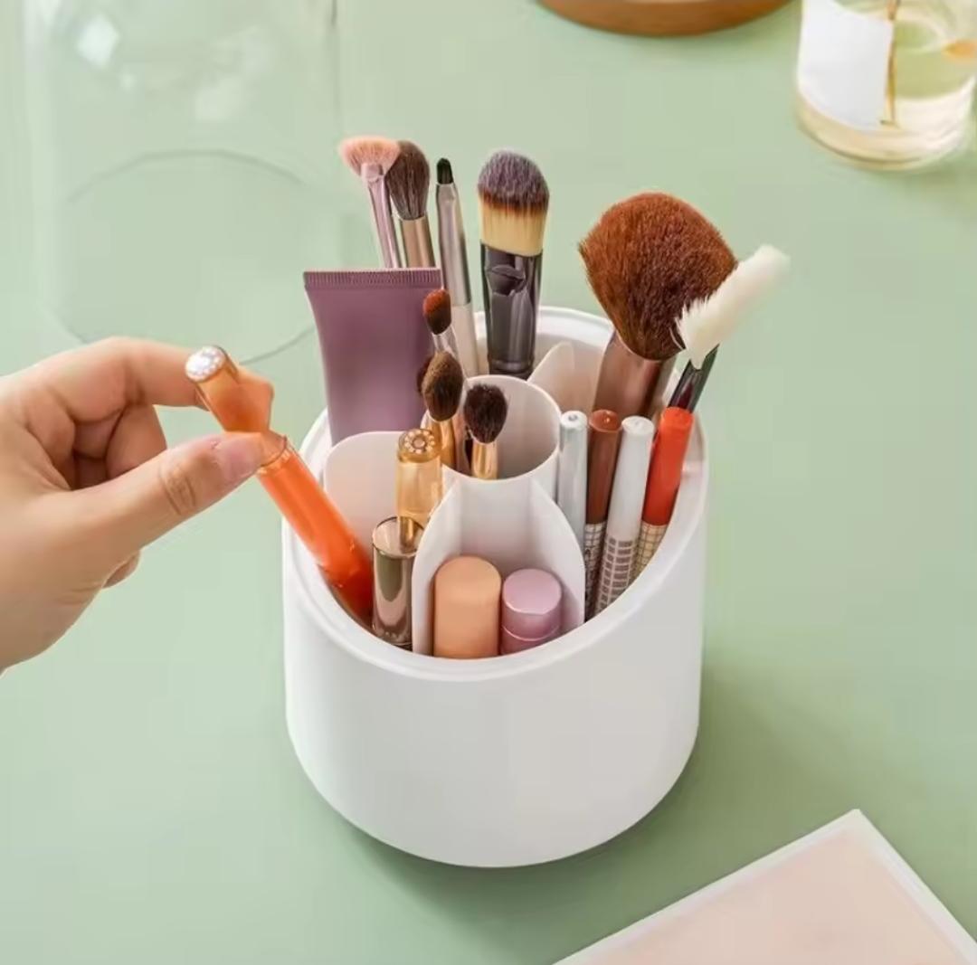 360° Rotating Makeup Brush & Cosmetic Organizer with Dome Lid - QurexHub