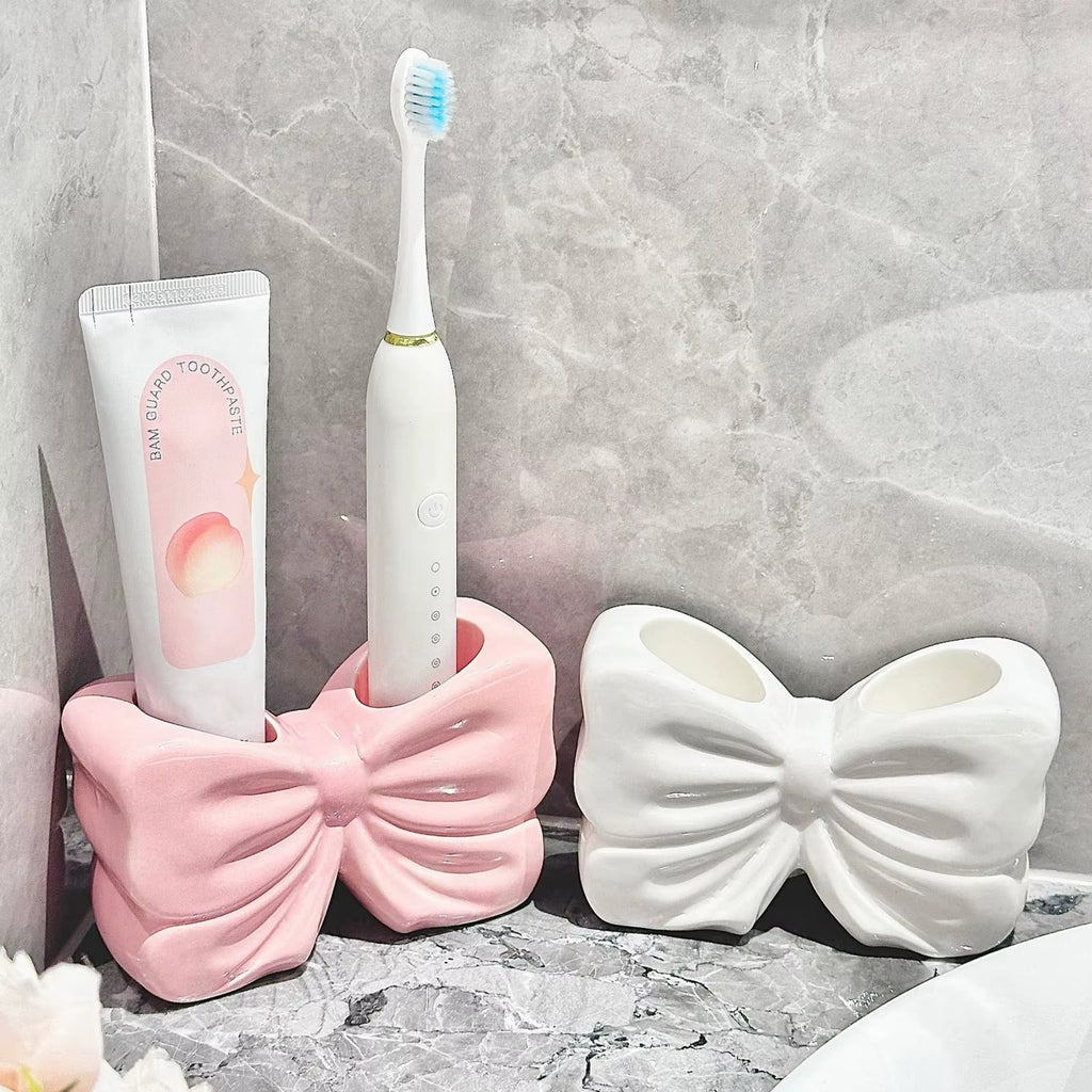 Bow - Shaped Dual Compartment Brush & Cosmetic Holder - QurexHub