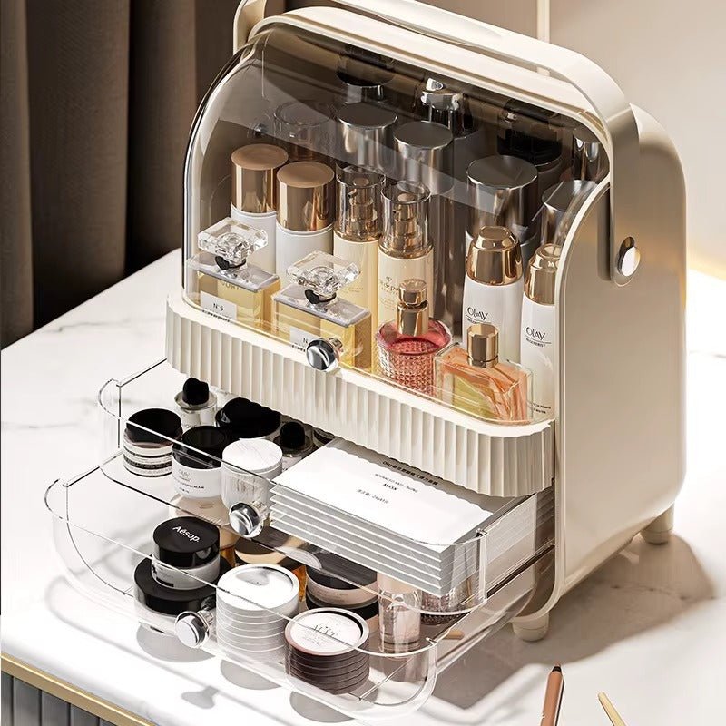 Large Transparent Makeup Organizer with 2 Drawers & Flip Lid - QurexHub