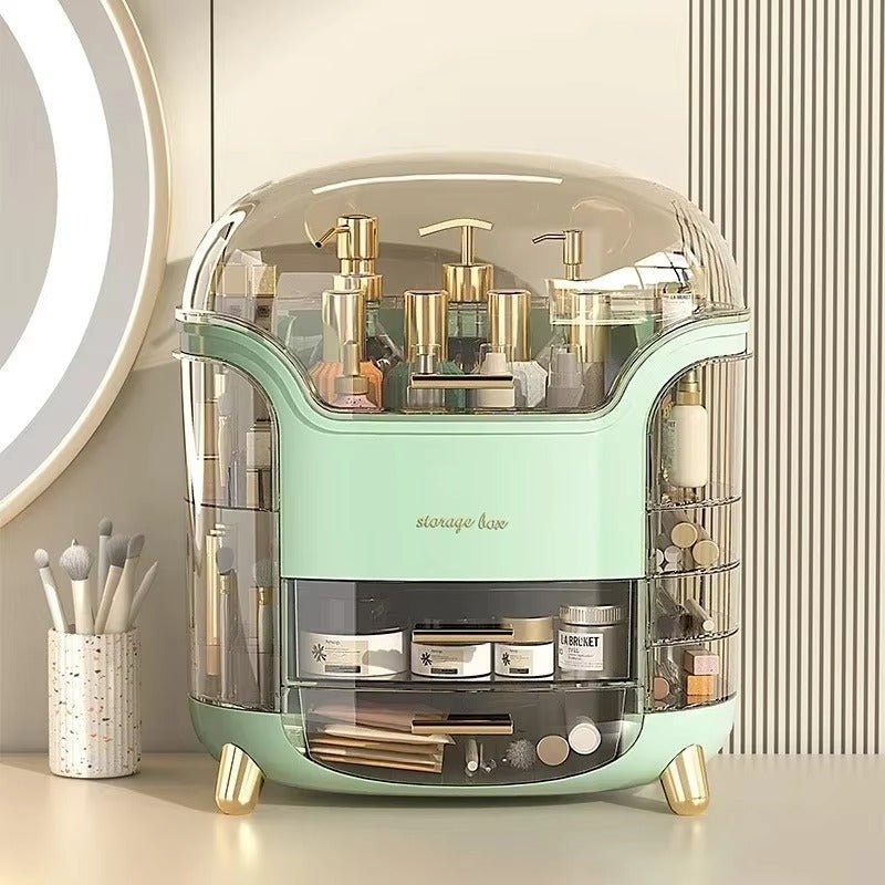 Luxury Dome Lid Makeup Organizer with Side Holders & Gold Feet - QurexHub